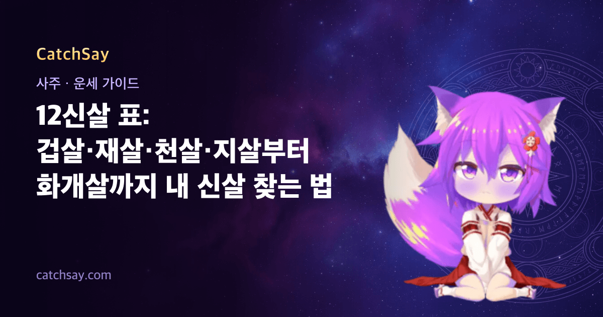 12신살 표: 겁살·재살·천살·지살부터 화개살까지 내 신살 찾는 법