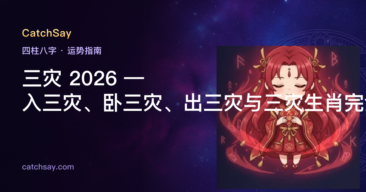 三灾 2026 — 入三灾、卧三灾、出三灾与三灾生肖完全解析