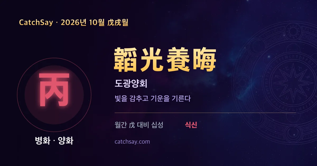 병화 일간 2026년 10월 운세 카드 — 사자성어 도광양회(韜光養晦)