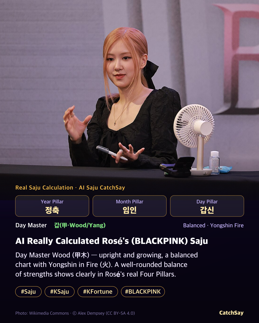 BLACKPINK Rosé saju card - calculated from her real birthday