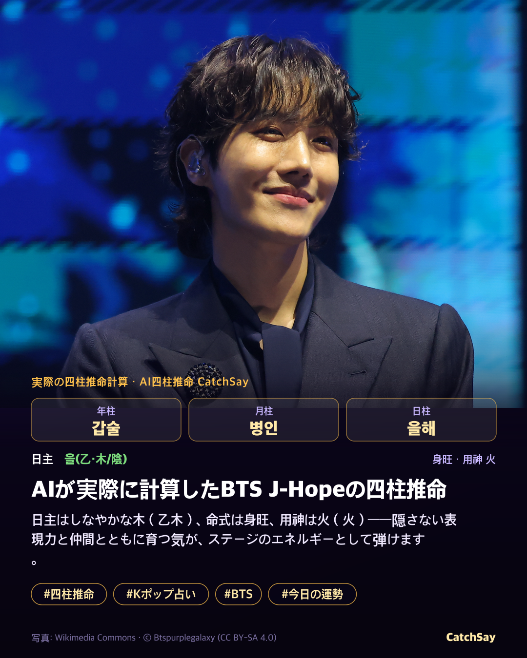 防弾少年団 J-HOPEの四柱推命カード - 実際の生年月日から計算