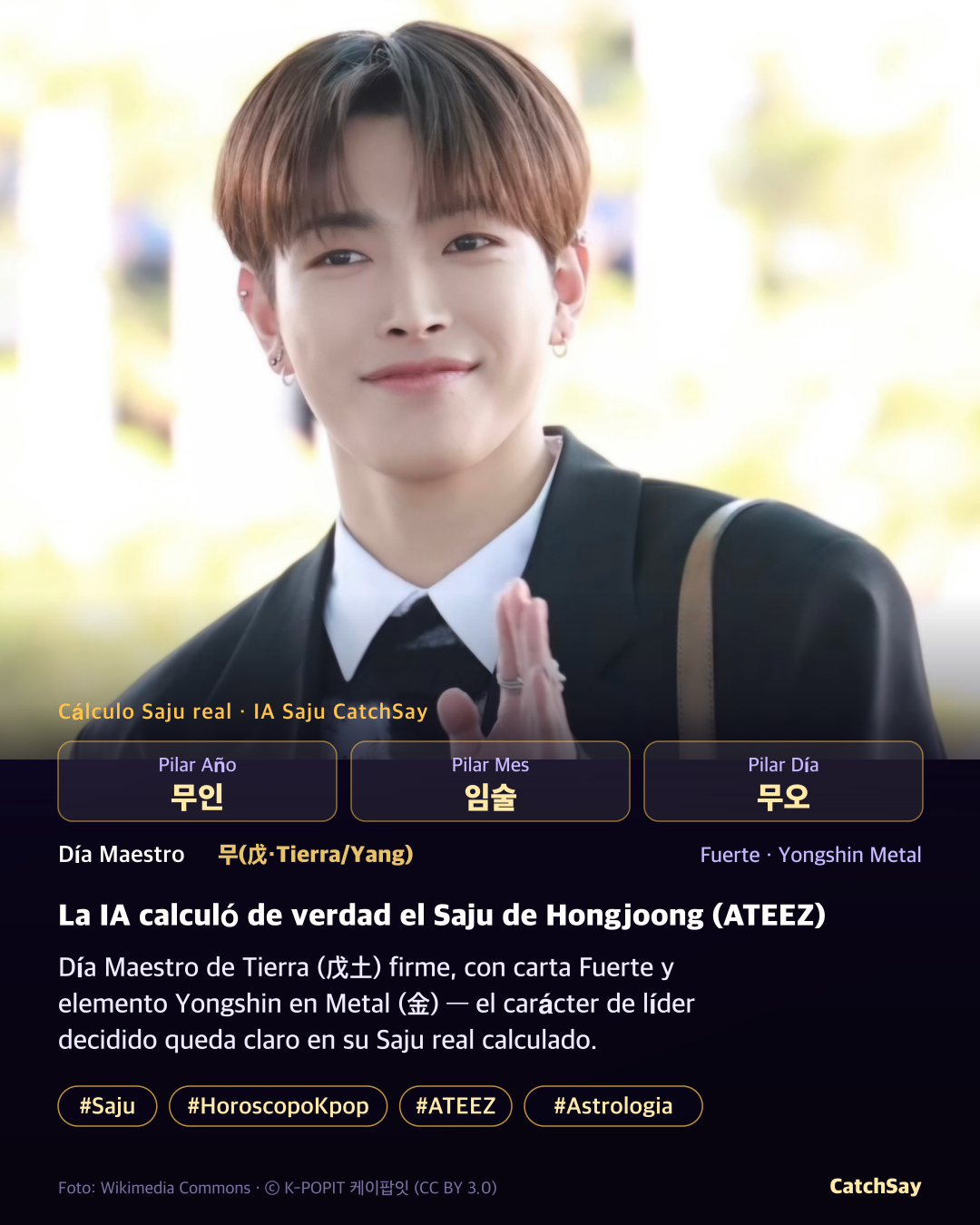 Carta Saju de Hongjoong (ATEEZ) - Cálculo real de los Cuatro Pilares