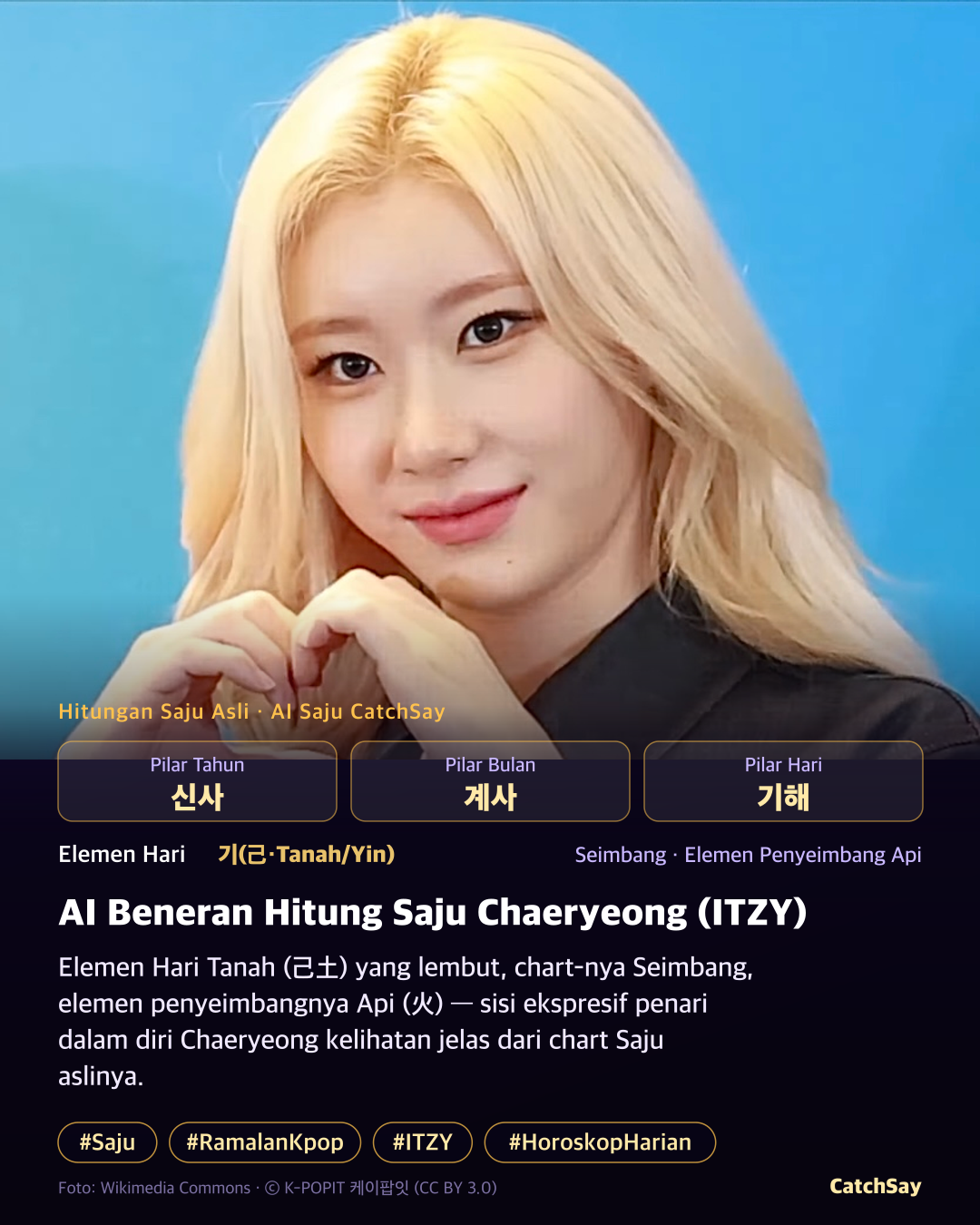 Kartu Saju Chaeryeong (ITZY) - Hitungan Empat Pilar Asli