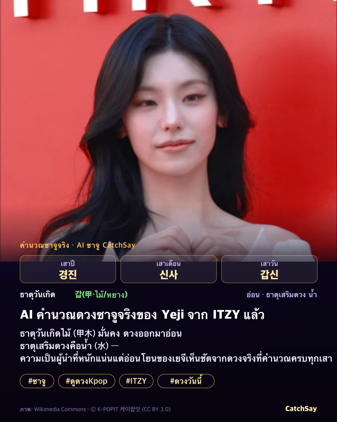 การ์ดดวงซาจู Yeji จาก ITZY - คำนวณจริงจากวันเกิด