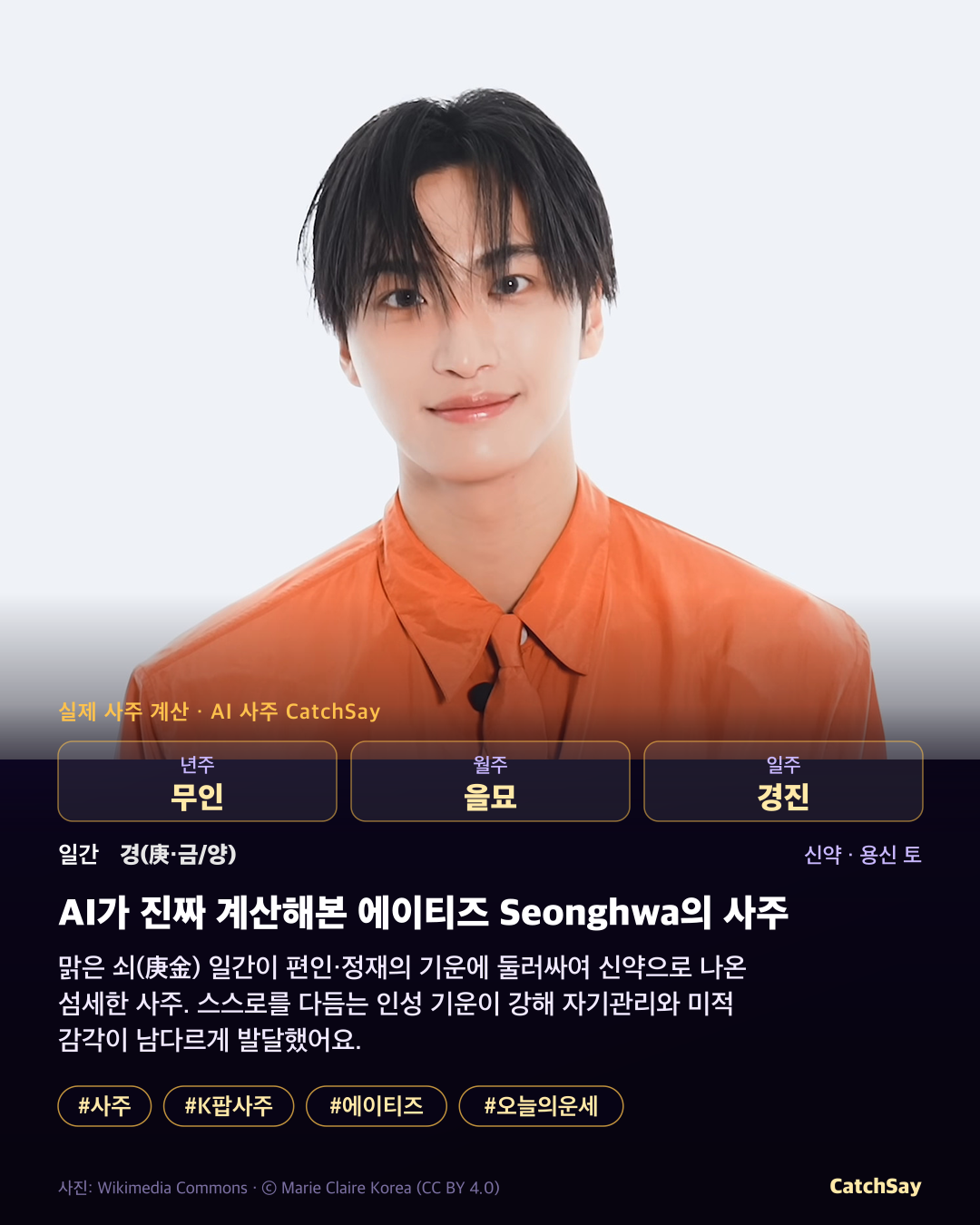 តារាងសាជូរបស់ Seonghwa (ATEEZ) - គណនាពិតប្រាកដពីបួនសសរ