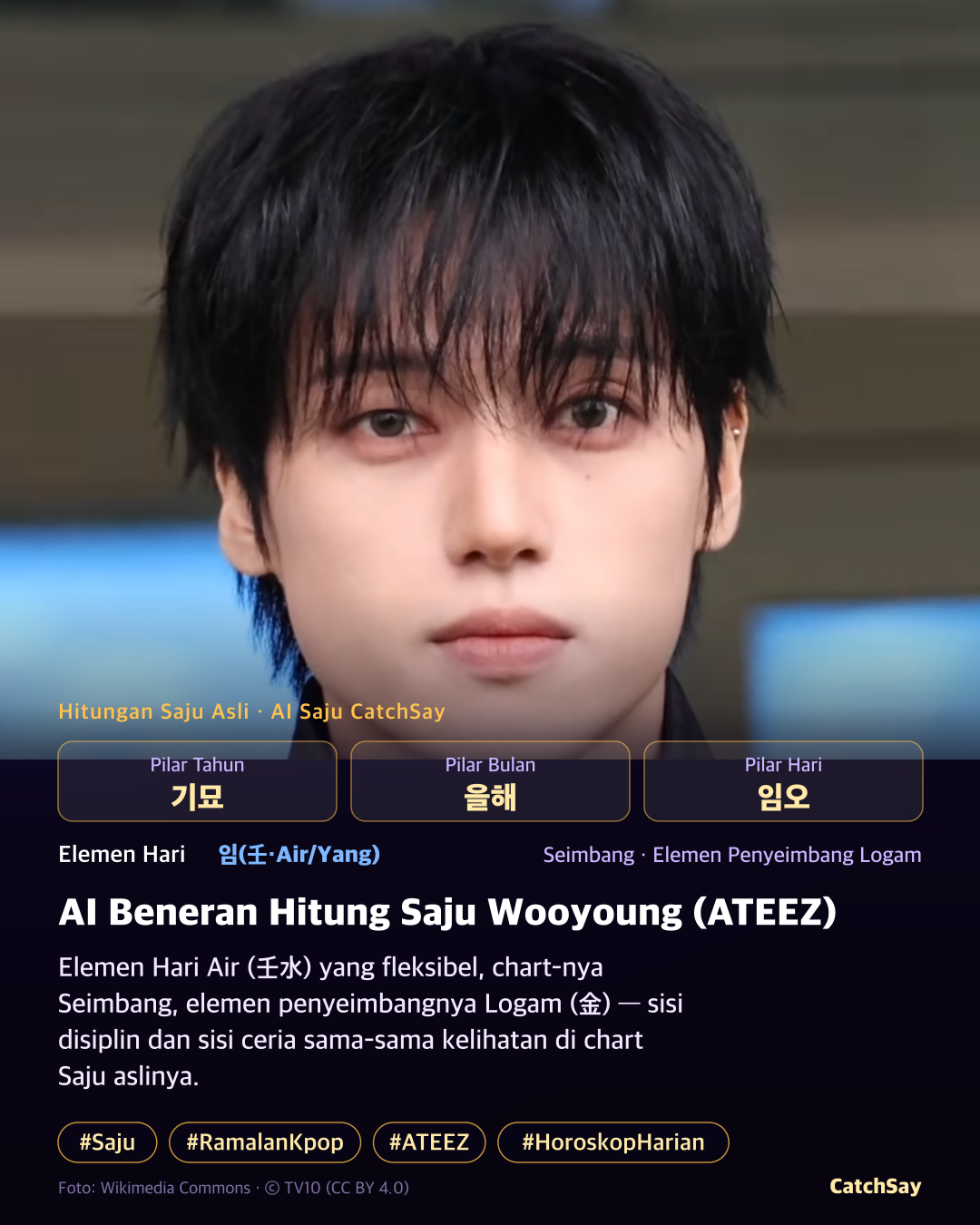 Kartu Saju Wooyoung (ATEEZ) - Hitungan Empat Pilar Asli