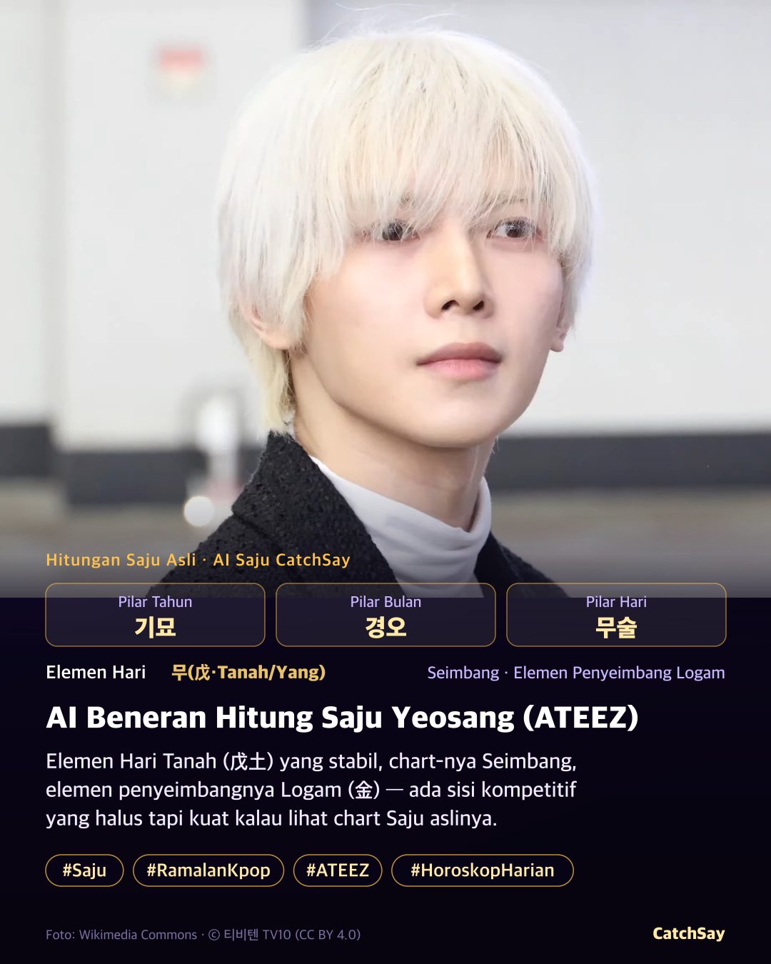 Kartu Saju Yeosang (ATEEZ) - Hitungan Empat Pilar Asli